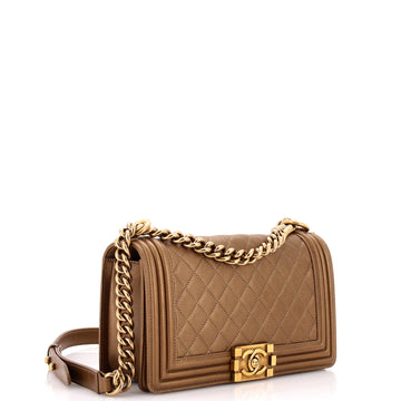 Boy Flap Bag Quilted Metallic Calfskin Old Medium