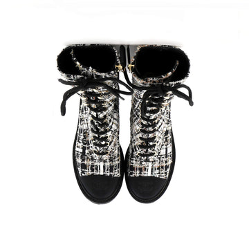 Women's Cap Toe Combat Boots Tweed