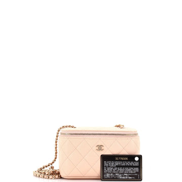 Classic Vanity Case with Chain Quilted Caviar Small
