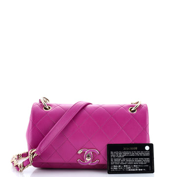 Twist Chain Enamel CC Flap Bag Quilted Lambskin Large