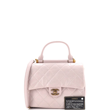 Gold Bar Top Handle Bag Quilted Aged Calfskin Medium