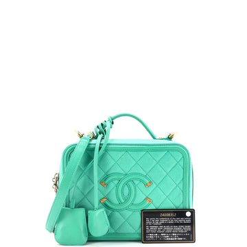Filigree Vanity Case Quilted Caviar Medium