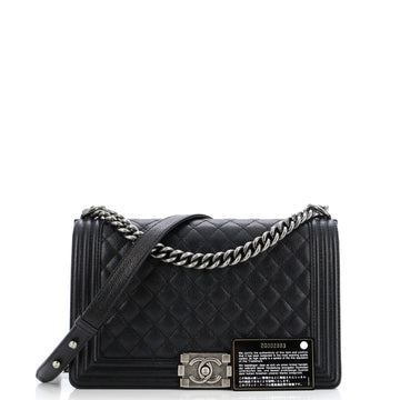 Boy Flap Bag Quilted Caviar New Medium