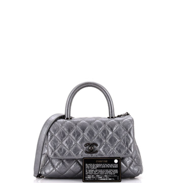 Coco Top Handle Bag Quilted Aged Calfskin Mini