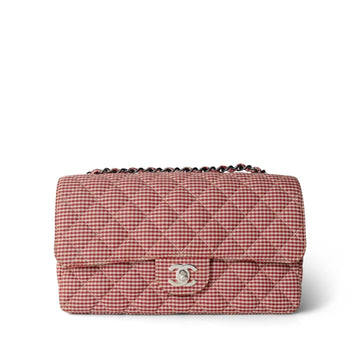 Gingham Red Medium Single Flap Bag