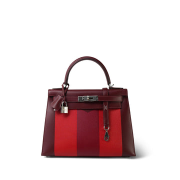 Kelly 28 Lettre M Rouge H/Vermillion/Rose Tyrien leather/Sombrero/Mysore Palladium Plated C Stamp
