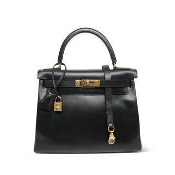 Kelly Retourne 28 Black Box leather  B Square Stamp