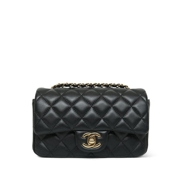Black leather Quilted Mini Rectangular Flap LGHW