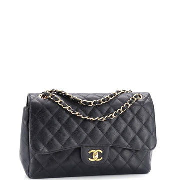 Classic Double Flap Bag Quilted Caviar Jumbo