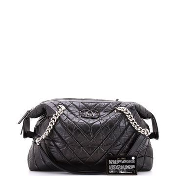 CC Bowling Bag Chevron Aged Calfskin Medium