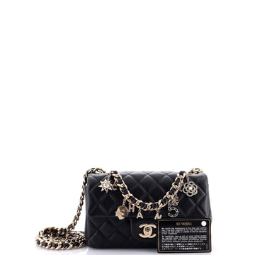 Coco Charms Classic Single Flap Bag Quilted Lambskin Mini