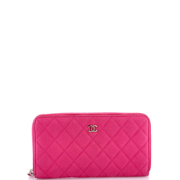Zip Around Wallet Quilted Caviar Long