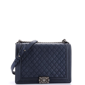 Boy Flap Bag Quilted Metallic Calfskin Large