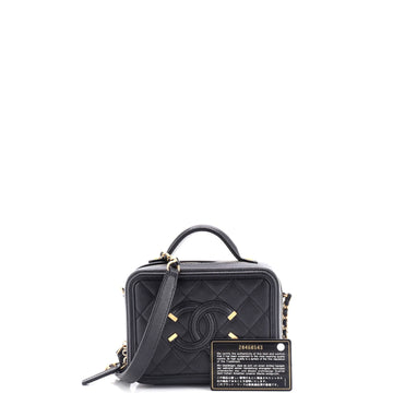 Filigree Vanity Case Quilted Caviar Small