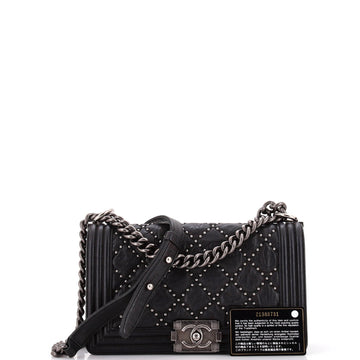 Boy Flap Bag Studded Quilted Distressed Calfskin Old Medium