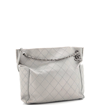 CC Pocket Shoulder Bag Quilted Calfskin Large