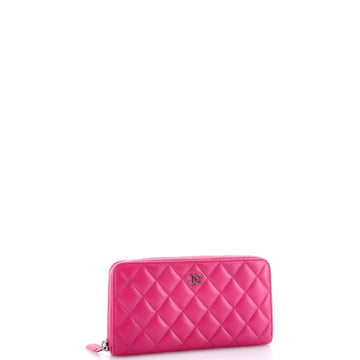 Zip Around Wallet Quilted Caviar Long