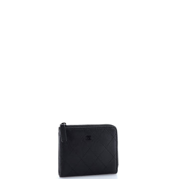 So Black CC Zip Wallet Quilted Leather Compact