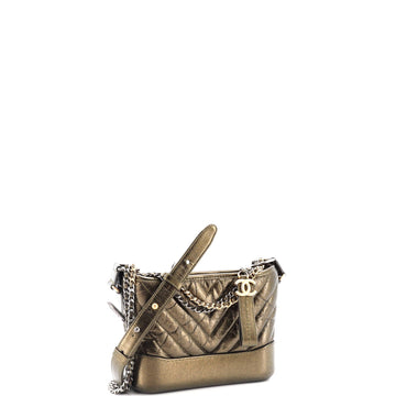 Gabrielle Hobo Chevron Metallic Aged Calfskin Small