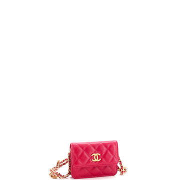 Twist Your Buttons Flap Coin Purse with Chain Quilted Shiny Caviar