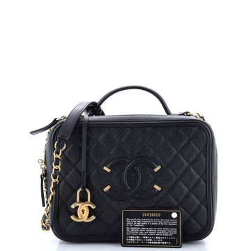 Filigree Vanity Case Quilted Caviar Large