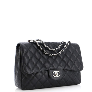 Classic Single Flap Bag Quilted Caviar Jumbo