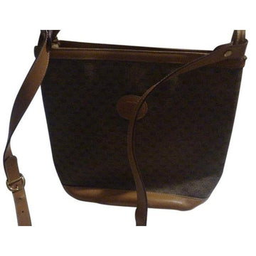 Gucci Vintage Brown Small G Logo Coated Canvas And Leather Satchel
