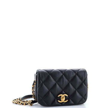 Nailed CC Full Flap Bag Quilted Calfskin Mini