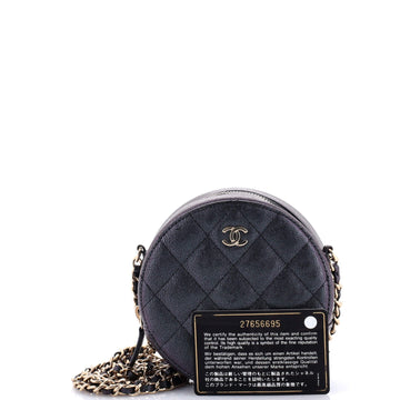 Round Clutch with Chain Quilted Iridescent Caviar Mini