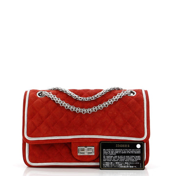 Reissue 2.55 Flap Bag Quilted Suede with Metallic Calfskin 225