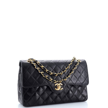 Vintage Chain Curved Double Flap Bag Quilted Lambskin Medium