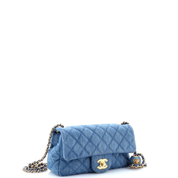 Pearl Crush Flap Bag Quilted Denim Mini