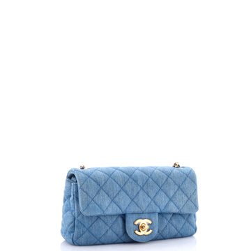 Pearl Crush Flap Bag Quilted Denim Mini