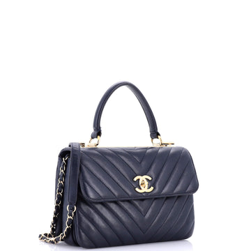 Trendy CC Top Handle Bag Chevron Lambskin Small