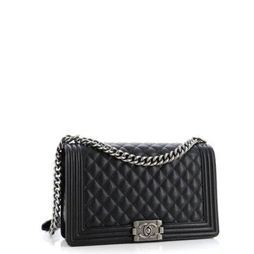 Boy Flap Bag Quilted Caviar New Medium