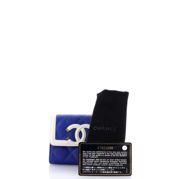 Filigree Flap Coin Purse Quilted Caviar