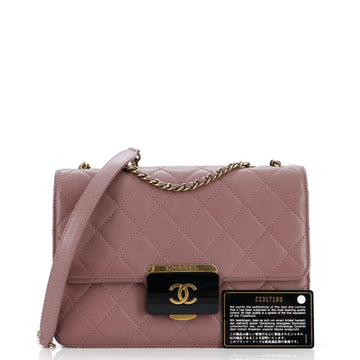 Beauty Lock Flap Bag Quilted Sheepskin Small