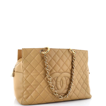 Grand Timeless Shopping Tote Quilted Caviar