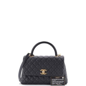Coco Top Handle Bag Quilted Caviar Small