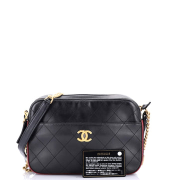 Button Up Camera Case Quilted Calfskin with Grosgrain Small