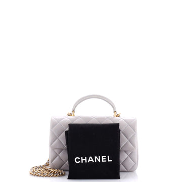 Classic Single Flap Top Handle Bag Quilted Lambskin Mini