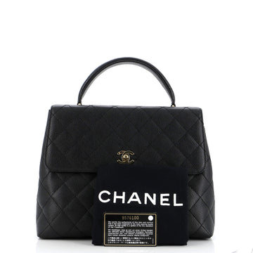 Vintage Classic Top Handle Flap Bag Quilted Caviar Jumbo