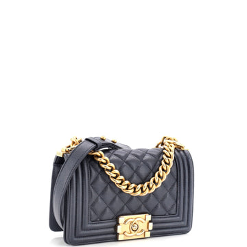 Boy Flap Bag Quilted Caviar Small