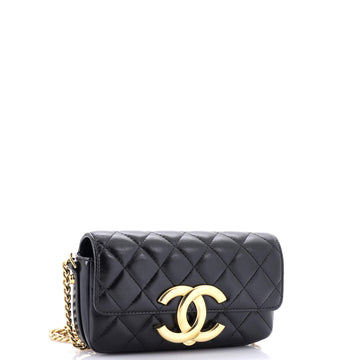 Giant CC Flap Baguette Bag Quilted Lambskin
