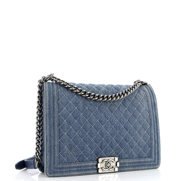 Boy Flap Bag Quilted Denim Large