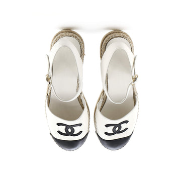 Women's CC Cap Toe Ankle Strap Espadrilles Leather