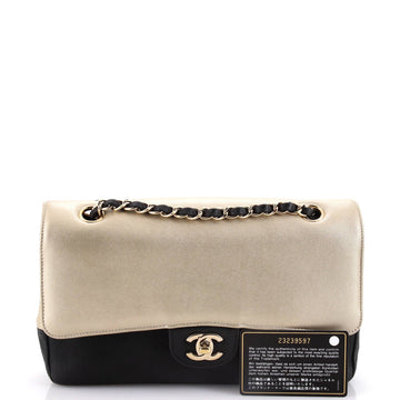 Bicolor Classic Duo Double Flap Bag Caviar and Iridescent Calfskin Medium
