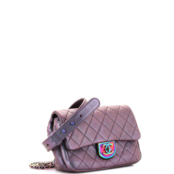 Double Carry Chain Waist Bag Quilted Iridescent Goatskin Small