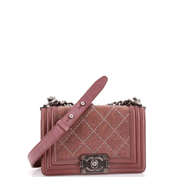 Boy Flap Bag Studded Quilted Distressed Calfskin Small
