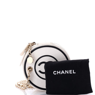 CC Round Vanity Case with Chain Quilted Lambskin Mini